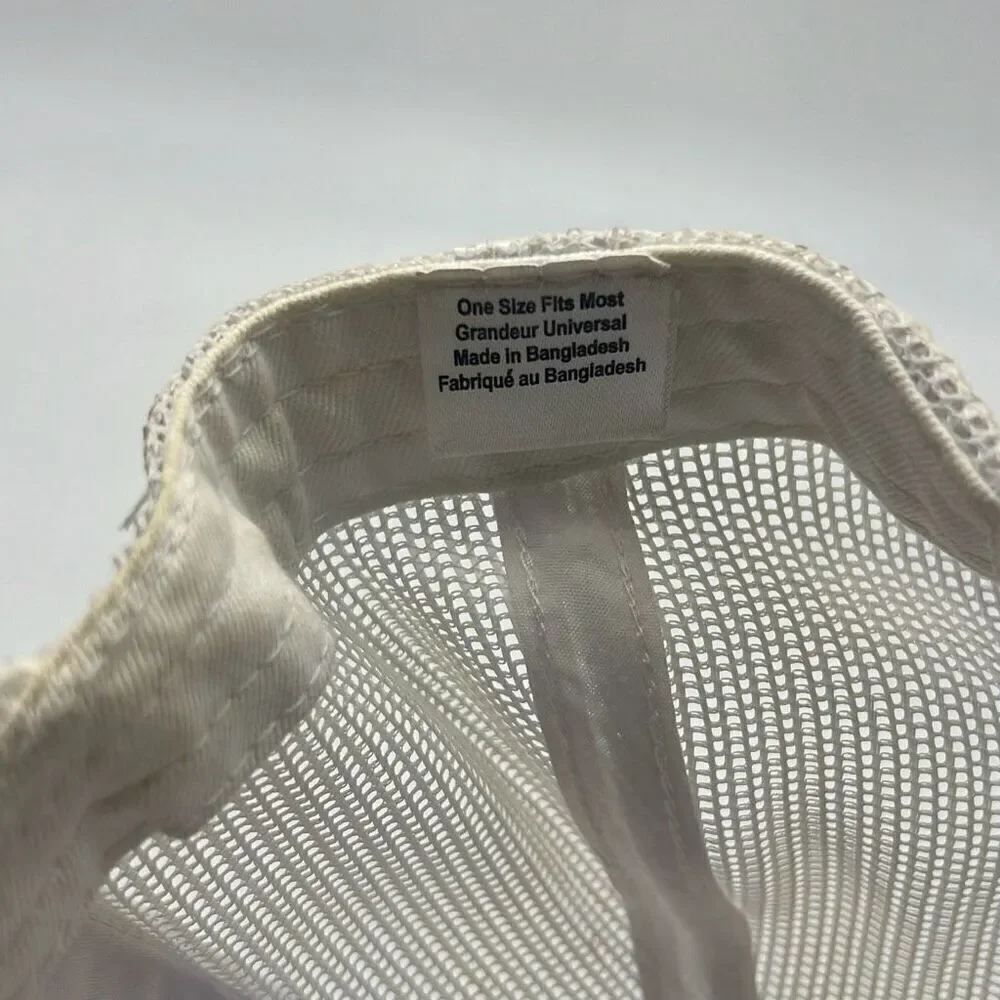 Bass‎ pro shops gone fishing white adjustable baseball hat / cap - preowned